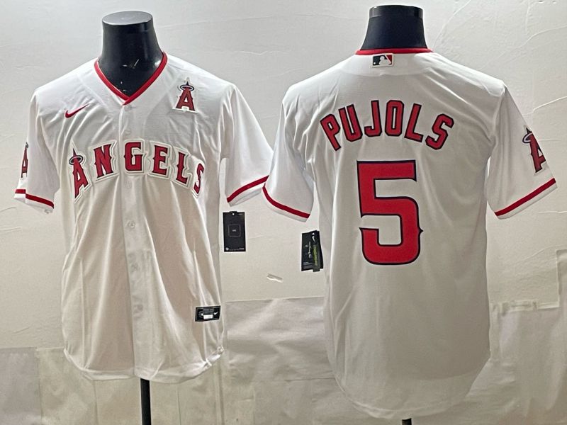 2026 Men Nike Los Angeles Angels #5 Pujols White Game MLB Jersey 05